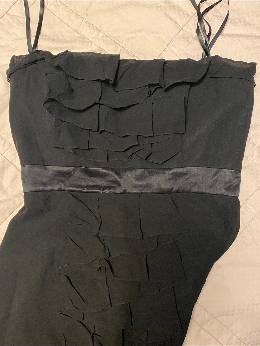BCBGMaxAzria Black Silk Strapless Tiered Maxi Dress - Picture 4 of 7